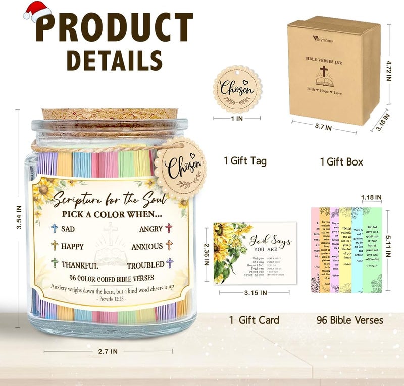 Veryhomy Inspirational Bible Verse Jar, Christian Religious Gifts For Women, Men, Read Me When Prayer Jar with Scriptures, Birthday Valentines Day Gifts for Her, Him, Mom, Dad, Galentines Friends - Image 2